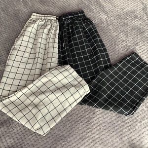 Two toned grid pattern smart joggers